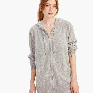 NAADAM Cashmere Zip Up Hoodie, Cement Gray, Size XS